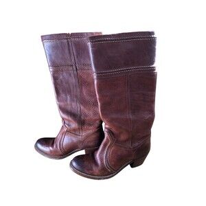 Frye 77230 Jane Stitch Riding Boots Redwood Brown Leather Western Womens 7B